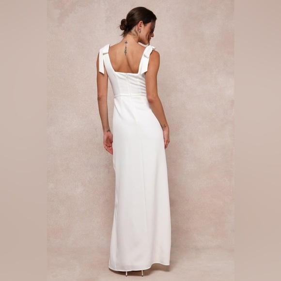 NWT Lulus Your Sweetie White Tie-Strap Column Maxi Dress, Size Small - Picture 3 of 15